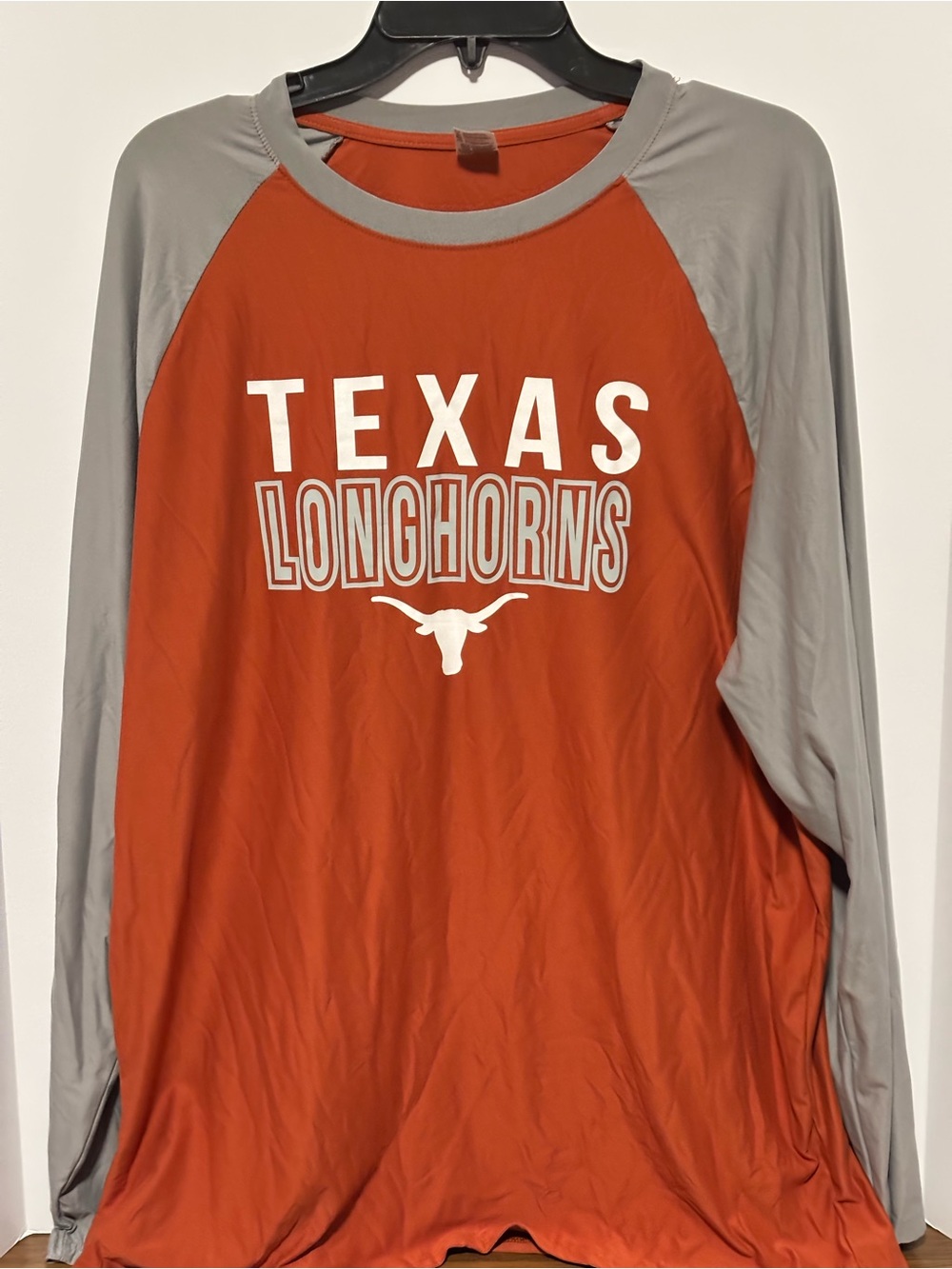 Texas Longhorns Burnt Orange and Gray Raglan Long Sleeve Shirt